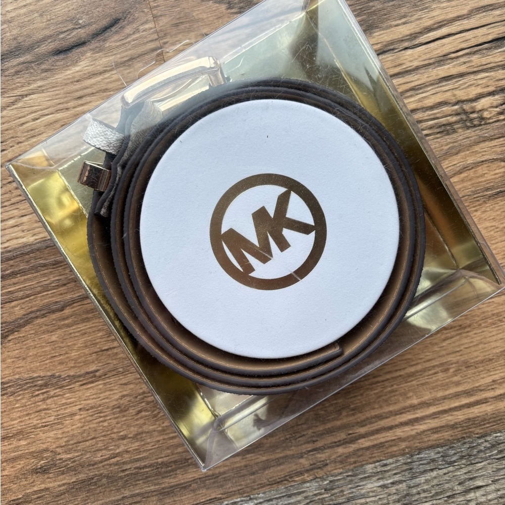 Michael Kors cream and tan Leather Belt